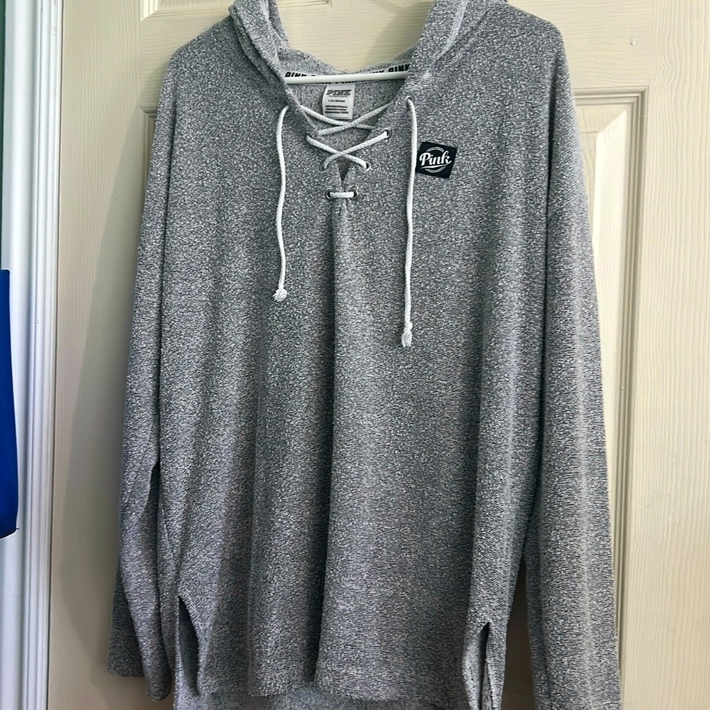 VS Pink Grey Lightweight Hoodie SZ L